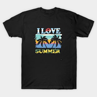 I Love Summer Palm Tree Vector Art T-Shirt